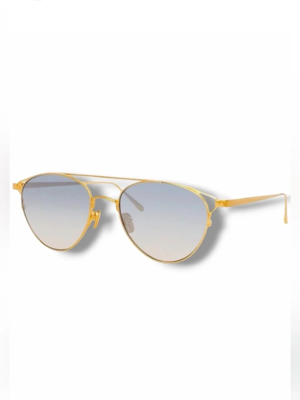 Linda Farrow Omar Gold Aviator Sunglasses LFL804 C7 Titanium NWT Full Set